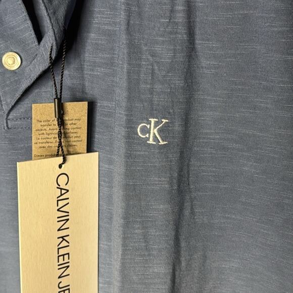 NWT Calvin Klein Jeans Blue White Ombre Polo Shirt Size Medium - Picture 3 of 5